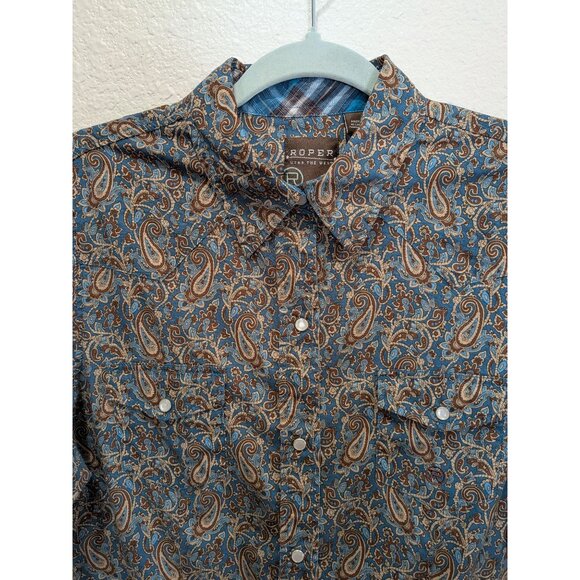 ROPER Womens Western Paisley Button Up Pearl Snap Size Large Cotton - Picture 4 of 8